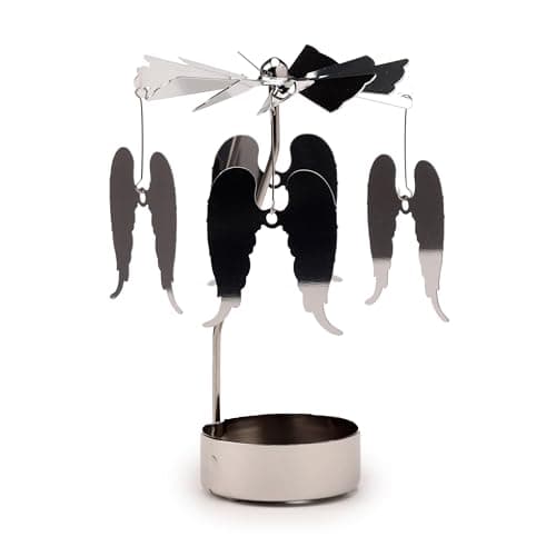 Image of Puckator Angel Wings Rotating Carousel Spinning Tea Light Candle Holder - Living Room Accessories - Angel Themed - Home Decoration - Ornaments - Candle Holder - Table Centrepiece Decoration