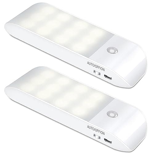 Image of Motion Sensor Lights Indoor, 2 Pack Rechargeable LED Night Light with 3 Modes (AUTO/ON/Off), Stick-On Cupboard Light with Magnetic Strips for Wardrobe, Bedroom, Stair, Cabinet, Kitchen, Hallway