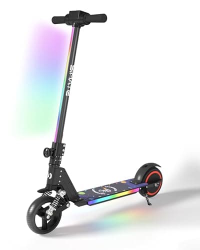 Image of E-RIDES 6.5'' Foldable Kids Electric Scooter - Colorful LED Lights, 8 Mph Max Speed, Electric Scooter Kids 5 Mile Range, Shock Absorbing Comfort, E Scooter for Kid with Display (Black)