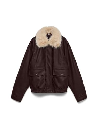 Image of VERO Moda Vmbell Women's Short Coated Jacket Vmbell Short Coated Jacket (Pack of 1), Chocolate Cake, M