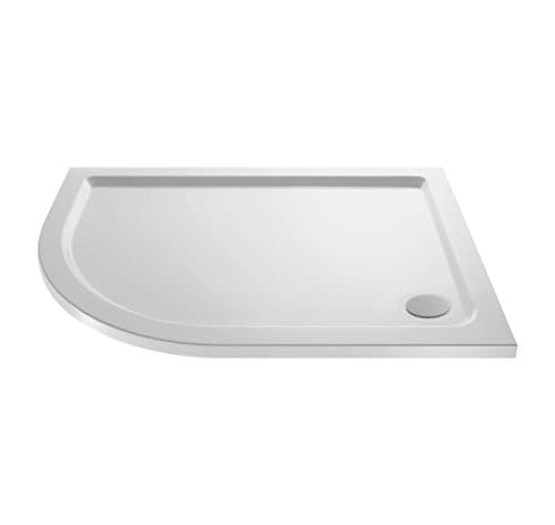 Image of VeeBath Offset Quadrant Shower Tray 1000x800mm, Stone Resin Tray for Shower Enclosure, Glass Door Bathroom- Left Hand, White