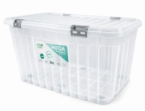 Image of BH | Plastic Storage Box with Lids and Wheels | Extra LARGE Size |120L (L:81.5cm W:55cm H:44cm)| 1-PACK |Stackable Clear Durable Multipurpose Office Toys Home Tools Crafts Household - by Best House