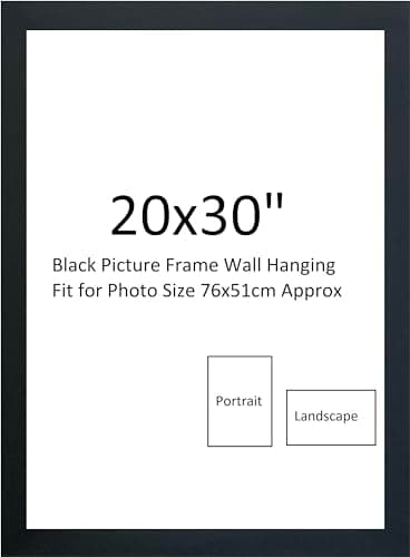 Image of 20x30Inch Black Frame, Black Wood Finish, Picture Poster Frame, Portrait, Landscape Display Rectangle, Black Photo Frame
