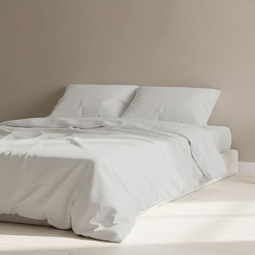 Image of The Linen Company NY Eucalyptus Bedding – Tencel King Size Duvet Cover with BCI Cotton Blend, Ultra-Soft, Breathable Percale, Skin-Friendly, Lightweight, Temperature-Regulating (Light Grey)