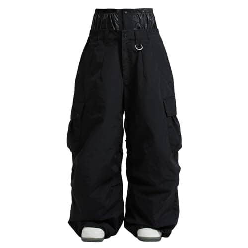 Image of GSOU SNOW Mens Ski Trousers Baggy Snowboard Trousers Oversized Snow Pants - Unisex Multi Pockets Waterproof Windproof Breathable Warm Black