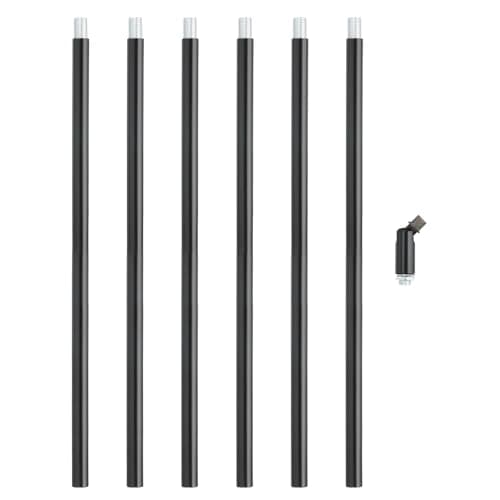 Image of PATIKIL Threaded Extension Rod,6 Set 12" M10 x 1mm Fine Thread Lamp Pipe with Lamp Pipe Nipple,Sloped Ceiling Adapter for Pendant Light Island Lighting Chandelier Stems,Black
