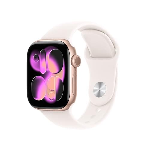 Image of Apple Watch Series 11 GPS + Cellular 42mm Smartwatch with Rose Gold Aluminium Case with Light Blush Sport Band S/M. Sleep Score, Fitness Tracker, Health Monitoring, Always-On Display, Water Resistant