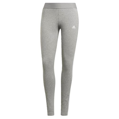 Image of adidas Women's 3 Stripes Leggings , Medium Grey Heather / White, L