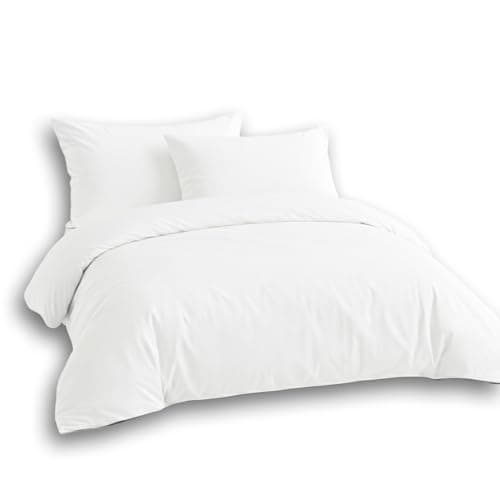 Image of LivinEase Brushed Microfibre Super King Duvet Cover Sets - 100 GSM White Super King Duvet Cover with 2 Pillowcases (50x75 cm) - Hotel Quality Hypoallergenic, Easy Care and Comfortable