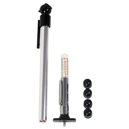 Image of AA Tyre Safety Kit for Cars AA1146 - 2 Gauges for Tread Depth and Tyre Pressure Plus 4 Dust Caps, Green