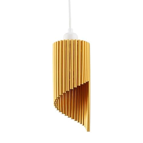 Image of Modern Designer Satin Gold Tubular Bells Styled Ceiling Pendant Light Shade | 26cm x 11cm | for Lounge, Bedroom, Dining Room etc by Happy Homewares