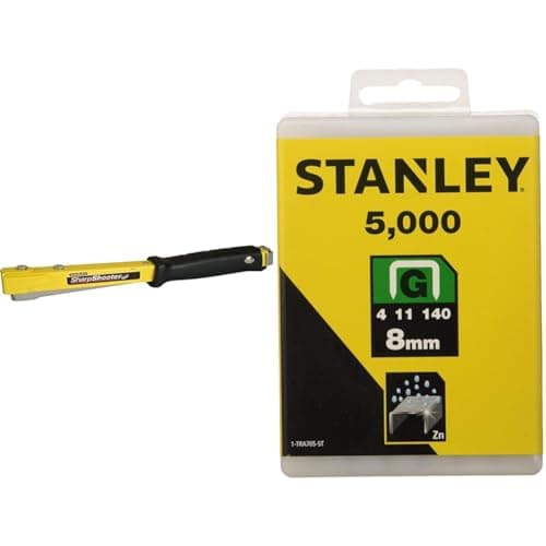 Image of Stanley Hammer Tacker & 1-TRA705-5T Heavy-Duty Staple, 8mm, Pack of 5000
