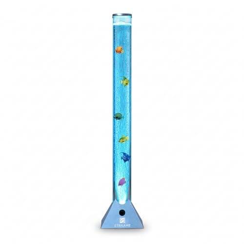 Image of Straame 90cm Bubble Fish Lamp, Colour Changing LED Light, Sensory Room Decor & Mood Lamp, Includes Artificial Tropical Fish, Adjustable Bubble Tube, Plug-in Power, Blue Base