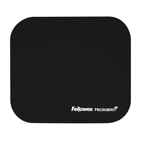 Image of Fellowes Mouse Mat with Non-Slip Rubber Base - Mouse Pad with Antibacterial Protection - Suitable for Both Optical and Laser Mice - 199 x 232 x 2mm - Black