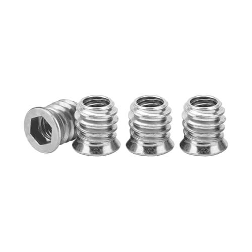 Image of Drenky 40Pcs M5x10mm Zinc Plated Threaded Insert Nuts for Wood Furniture - Flanged Hex Socket Nut, Carbon Steel Threaded Inserts with Hex Drive Head for Wood Furniture, Silver