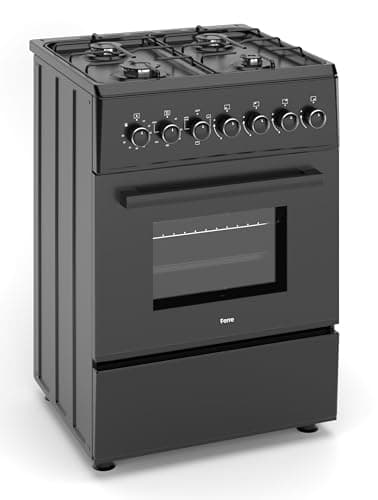Image of Ferre F6TS40E3-BL 60cm Freestanding Dual Fuel Cooker - Matte Black