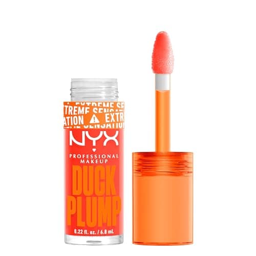 Image of NYX Professional Makeup Lip Plumping Gloss, Intense Colour and High Pigmentation, With Extreme High Shine Finish, Infused with Spicy Ginger, Vegan Formula, Duck Plump, Peach Out