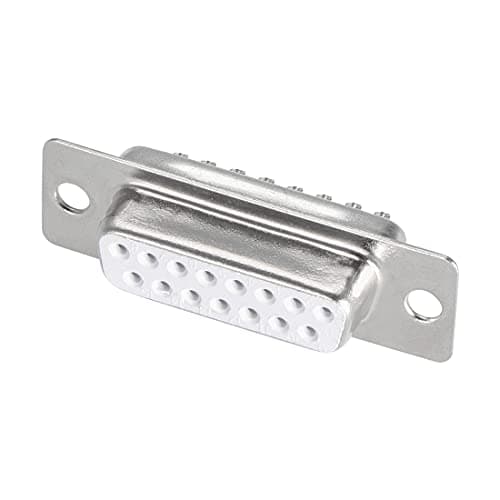 Image of sourcing map D-sub Connector DB15 Female Socket 15-pin 2-row Port Terminal Breakout for Mechanical Equipment CNC Computers White Pack of 1