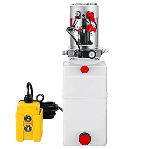 Image of 12V Electric Hydraulic Pump Power Unit Single Acting with 6L Plastic Reservoir for Tipper Trailer Car Lift Dump Bed Hydraulic Power Supply Compact 7L DC System for Automotive Lifting and Utility