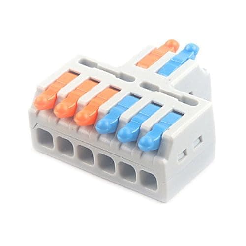 Image of JOYELEC 2IN-6OUT Electrical Wire Connectors,9PCS D2-6 Quick Crimp Wire Terminal Block 0.08-2.5(4.0) mm²,250V,32A，2 Conductor Lever Nut Compact Splice Connector for DIY Splicing