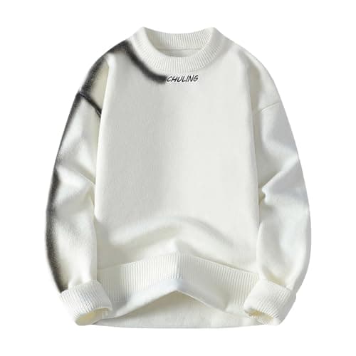 Image of Mymyguoe Norwegian Pullover Men's Striped Wool Jumper Finest Merino Knitted Jumper Jacquard Knitwear Horse Pattern Sweater Sweatshirts Slim Fit Winter Warm Christmas Jumper, Q6 White, 4XL