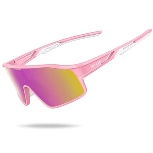 Image of Lamicall Kids Polarized Cycling Sunglasses for Boys Girls - [22g TR90 Ultra-Light] UV400 Protection Children’s Sunglasses, Sports Glasses with Adjustable Nose Pad for Running Cycling - Pink