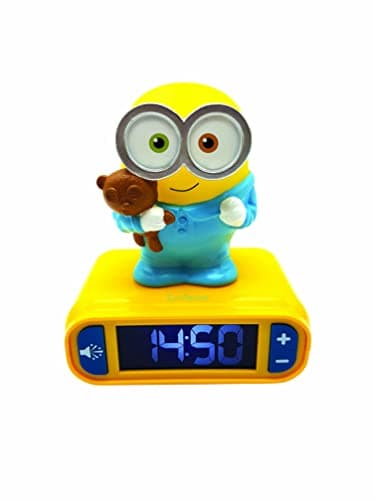 Image of LEXIBOOK, Despicable Me Minions, Bob Nightlight alarm clock, Sounds and Melodies, LCD Backlit screen, Luminous, Snooze, Yellow, RL800DES