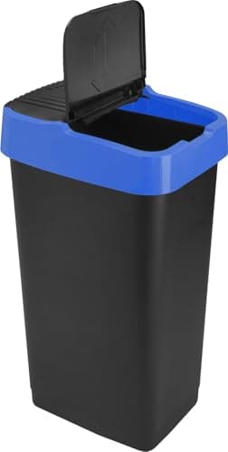 Image of Sterling Ventures Heidrun 60L Plastic Indoor Recycling Bin with Double Swing Lid Top Colour Coded (Blue)