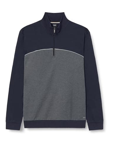 Image of BOSS Mens Quarter Zip Fleece Dark Blue M
