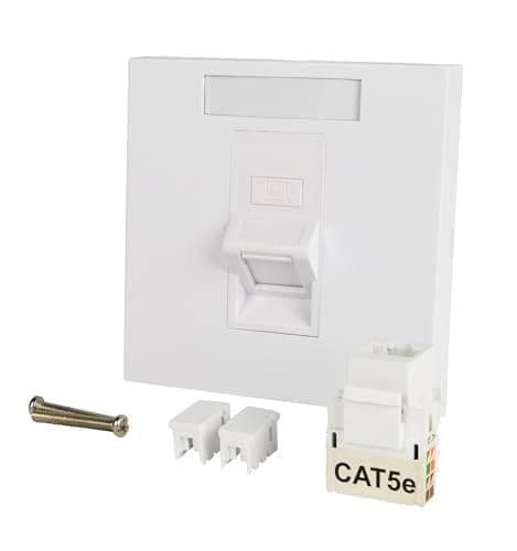 Image of Labgear Single Angle Keystone Ethernet Socket CAT5e RJ45 Faceplate, 1-Gang Wall Socket - White with Colour-Matched Inserts 86x86mm
