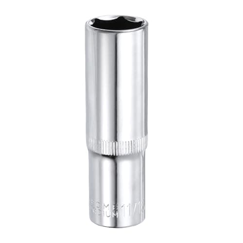 Image of Sourcing Map 1/2" Drive x 11/16" Deep 6-Point Socket, Chrome Vanadium Steel, Mirror Polished Chrome, Car Repair & Mechanical Maintenance