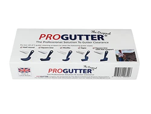 Image of PROGUTTER Box Set of 5 Gutter Cleaning scrapers. The 5 Original Scrapers for Removing Debris and Weeds from Gutters.