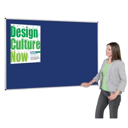 Image of Aluminium Framed Blue Felt Notice Board | 180 x 120 cm | Smart Indoor Bulletin Pinboard | 4 Colours - Ideal for Office, School, Healthcare