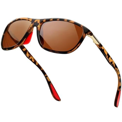 Image of KANASTAL Leopard Brown Sunglasses Mens Women Polarised Sun Glasses Rectangular Tortoiseshell Sports Retro Running Vintage Ladies UV400 - Tortoise Frame Brown Lens