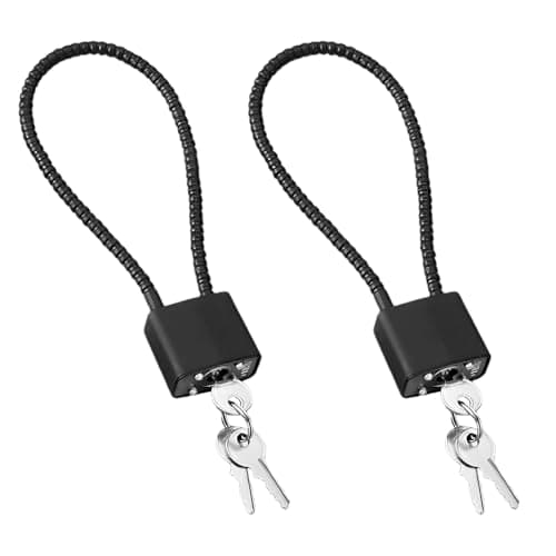 Image of 2 PCS Black Steel Rope Padlocks with Keys,38 CM Long Wheelie Bin Locks,Cable Lock with Key,Steel Rope Padlocks,Long Chain Locks with Keys Outdoor,Long Wheelie Bin Lock,Gym Locker