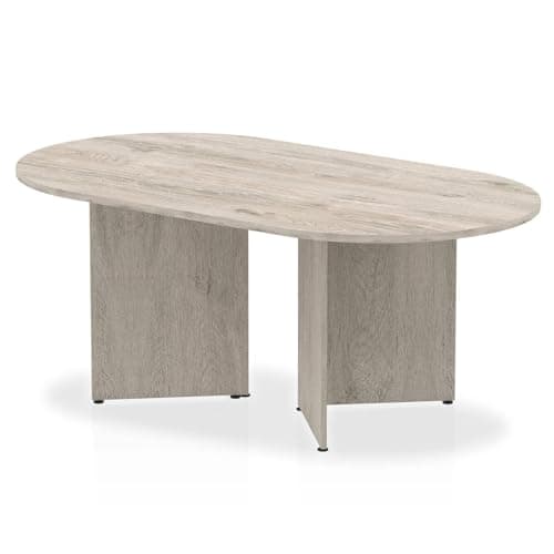 Image of OPO Impulse Freestanding 1800/2400mm Rectangular Boardroom Table Distinctive Arrowhead Legs | Sturdy Build Weather & Heat Resistant Melamine Finish Table Grey Oak 1800