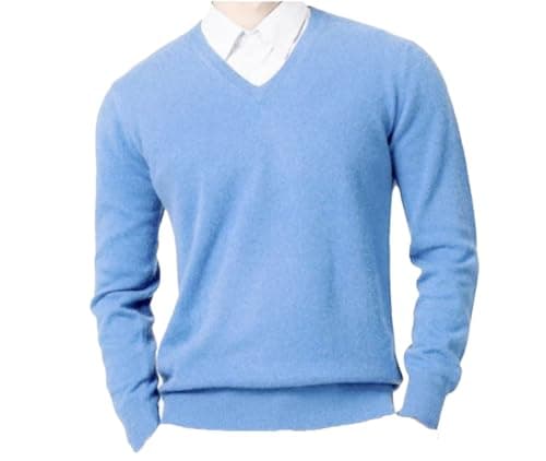 Image of REHJJDFD Cashmere Cotton Blended V-Neck Men's Pullover Sweater - Warm Knitted Jumper