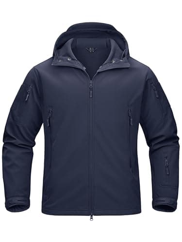 Image of TACVASEN Sports Jacket Men Waterproof Leisure Jacket Travel Rain Jacket Breathable Thermal Rainproof Jacket Fleece Coats Navy Blue XL
