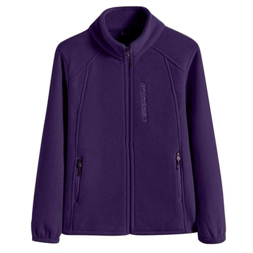 Image of Womens Fleece Jacket Plus Size, Lightweight Ladies Micro Fleece jacket Full Zip, Outdoor Sports Oversized Autumn Winter Warm Sweaters Long Sleeves Outerwear Coat with Zipped Pockets
