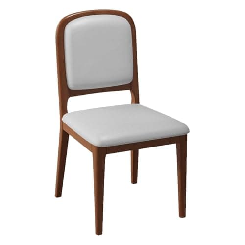 Image of Armless Kitchen Dining Chair, Soft Padded Living Room Accent Chair, Wooden Legs, Versatile Desk Stool, Leather Makeup Corner Stool (Brown & Gray, 1PC)