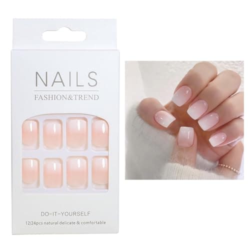 Image of 24PCS Salon Acrylic French Nude Collection, Graceful, Medium Length Nude Fake Nails, Includes 24 False Nails, Nail Glue, Nail File, and Manicure Stick