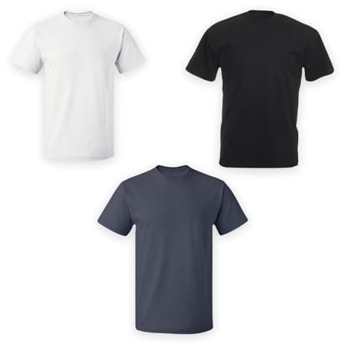 Image of Pack of 3 Boys Plain T Shirts - Unisex Kids Plain Crew Neck Girls Short Sleeve T-Shirt 100% Cotton Ideal for PE and School Uniform (UK, Age, 14 Years, 15 Years, Regular, Black/White/Navy)