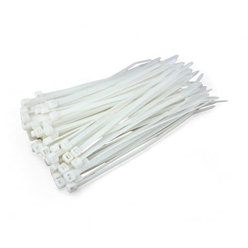 Image of White Cable Ties (150mm x 3.6mm - 100 Pack) Small Clear/Natural Nylon Zip Ties Plastic Tie Wraps for Office Cable Tidy DIY Garden