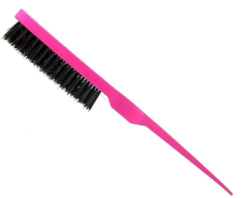 Image of Pink Back Combing Brush Hair Slick Back Brush - Teasing & Edges Brush for Women's Salon Styling