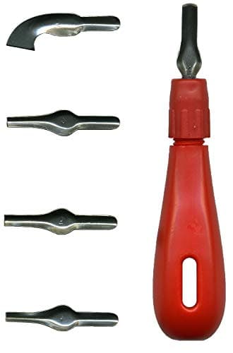 Image of Major Brushes Lino Cutting Handle Tool & 5 Assorted Cutter Blades Nibs Set