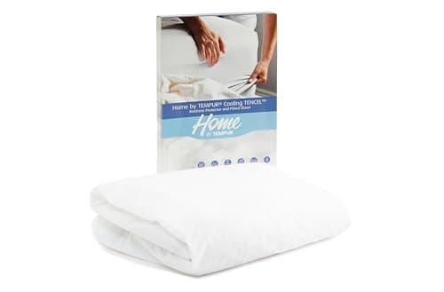 Image of Tempur, Home BY TEMPUR® Thermoregulating Mattress Protector, Single 90 x 200cm, 2 in 1 Mattress Protector and Fitted Sheet, Cooling Tencel, White