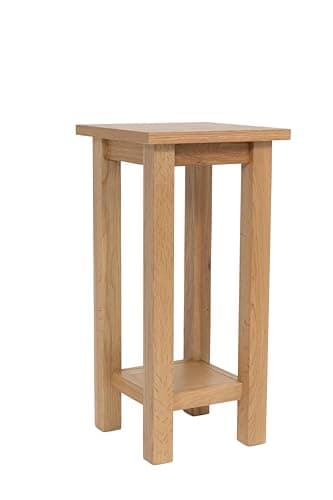 Image of Delex Tall Side Table for Living Room 2 Tier Solid Oak Wood End Table with Storage Shelfs for Sofa Couch and Bedroom Living Room Plant/Telephone (Oak, Large)