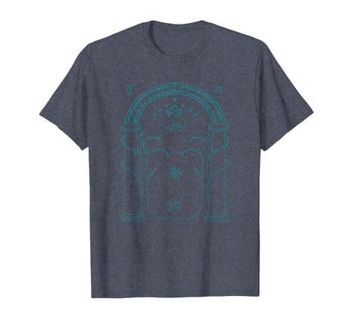 Image of The Lord of The Rings Doors of Durin T-Shirt, Men, Heather Blue, Medium