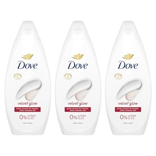 Image of Dove Body Wash 0% Sulfate SLES for Women Made with Naturally Derived Cleansers and Plant Based Moisturiseres Gently Cleanses for Softer and Smoother Skin, 225ml (3 Pack, Velvet Glow)