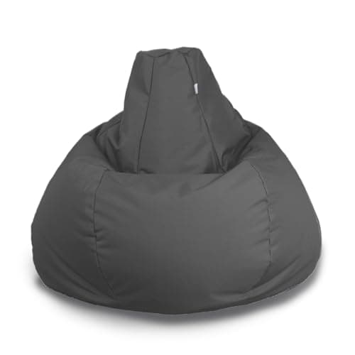 Image of Bags of Beans Giant Gaming Bean Bag - Pre-Filled Seat - Water-Resistant & Wipe-Clean Lounger - Heavy-Duty Chair for Gamers, Den, or Patio (Grey)